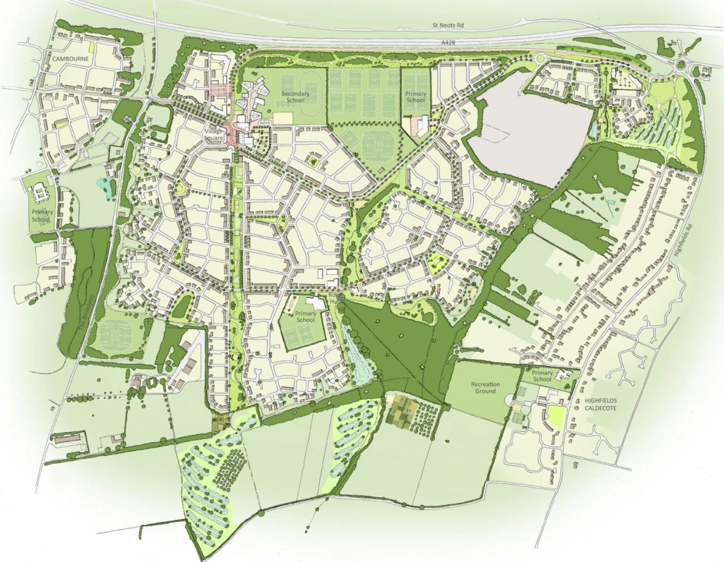 A Brookbanks site plan of the Bourn Airfield development