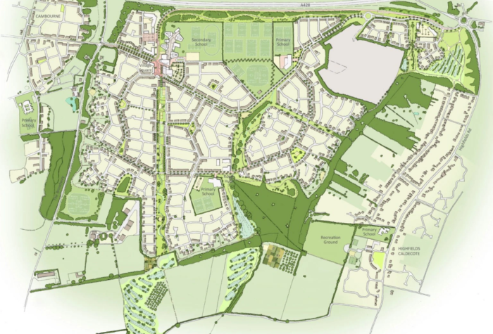 A Brookbanks site plan of the Bourn Airfield development