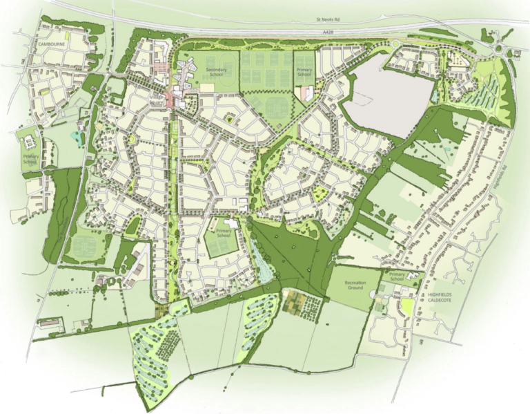 A Brookbanks site plan of the Bourn Airfield development