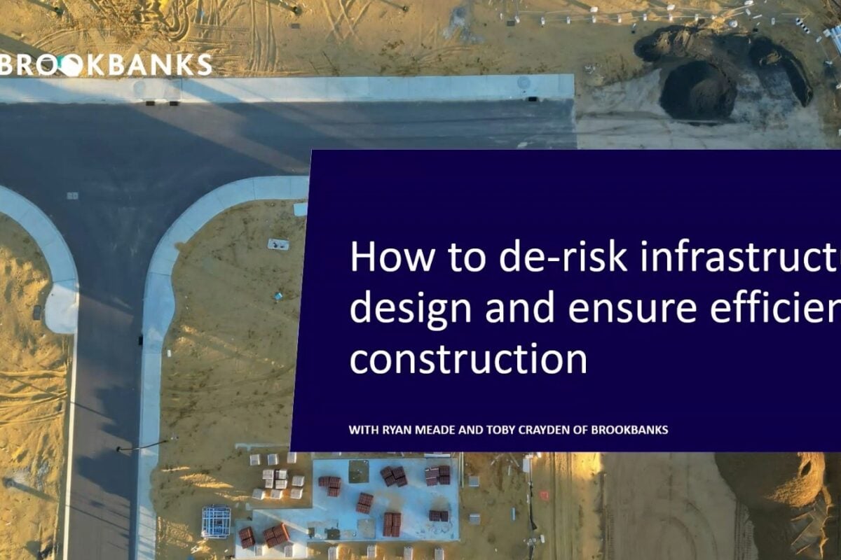 Brookbanks De-risking Infrastructure Design Webinar Cover Slide